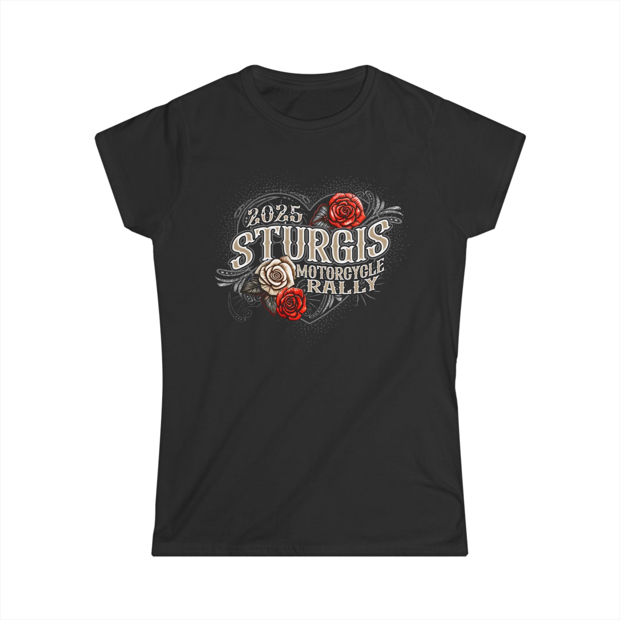 2025 Sturgis Motorcycle Rally Leather Wings Ladies Black T-Shirt