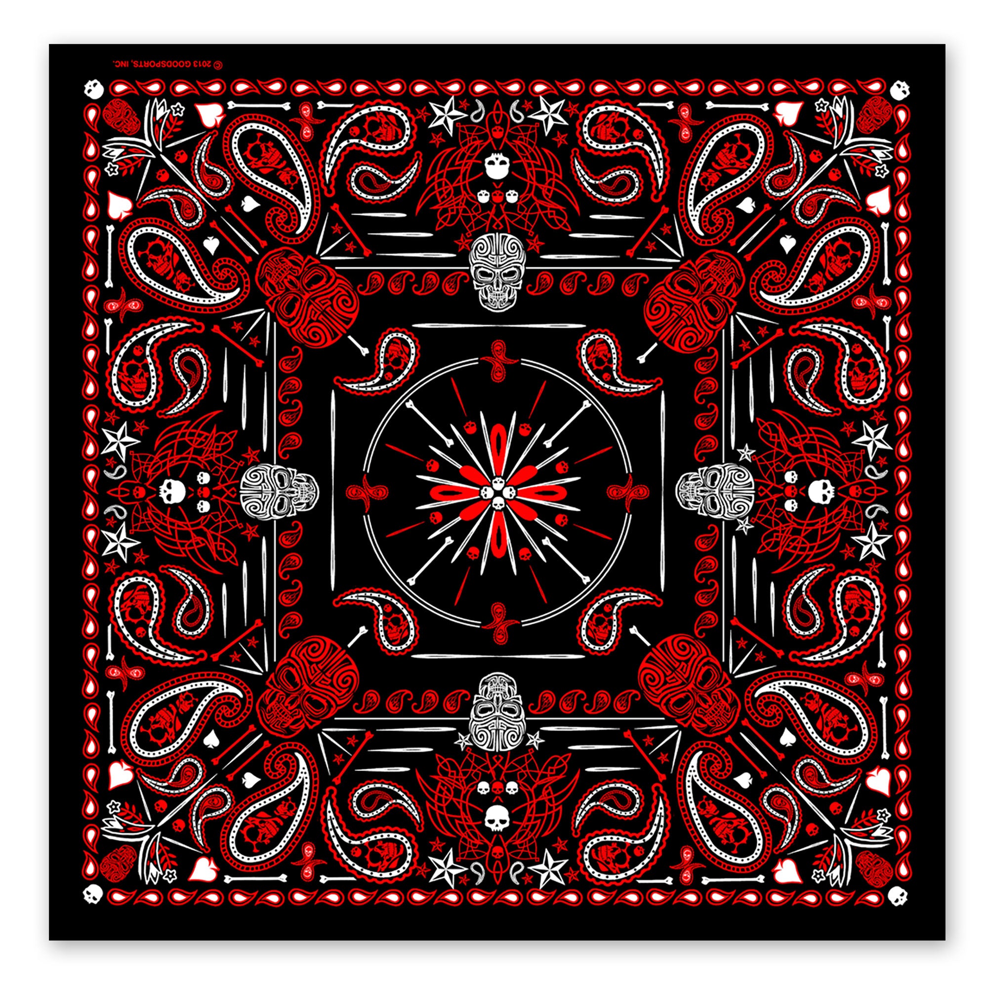 Hot Leathers BAB1070 Red Paisley Skulls Bandana