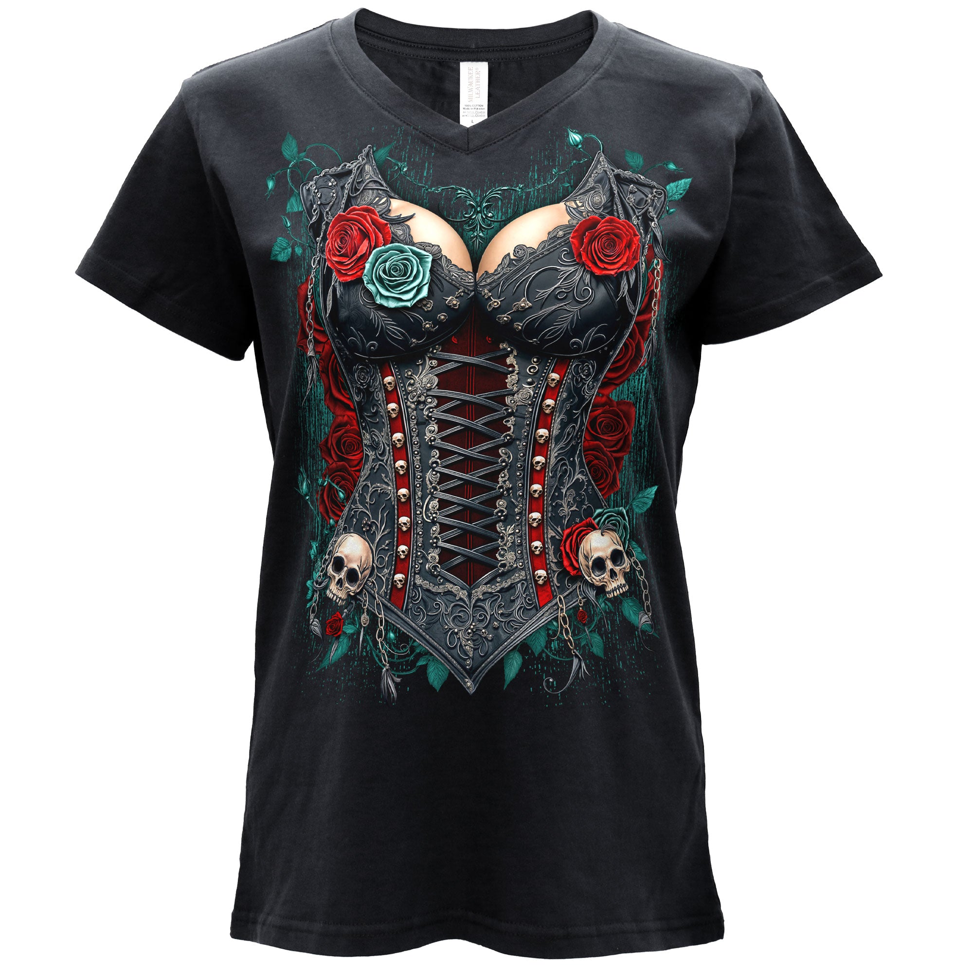 Hot Leathers Gothic Corset Ladies Black T-Shirt GLC1593