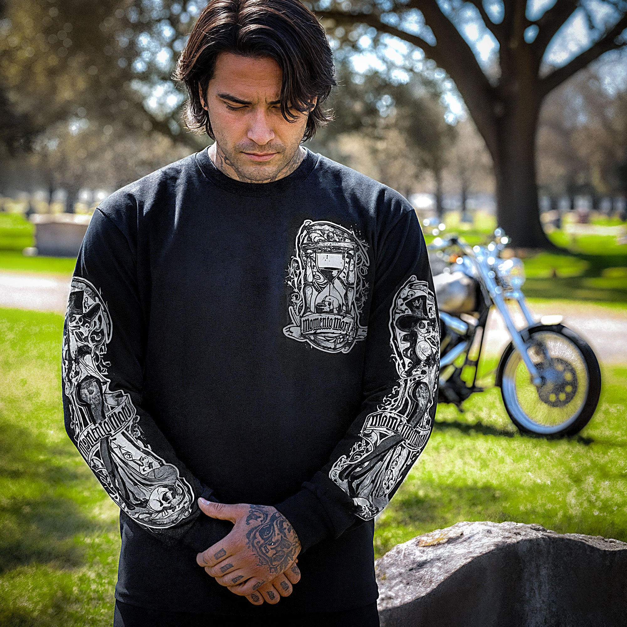 Hot Leathers Mori Momento Long Sleeve Black Shirt