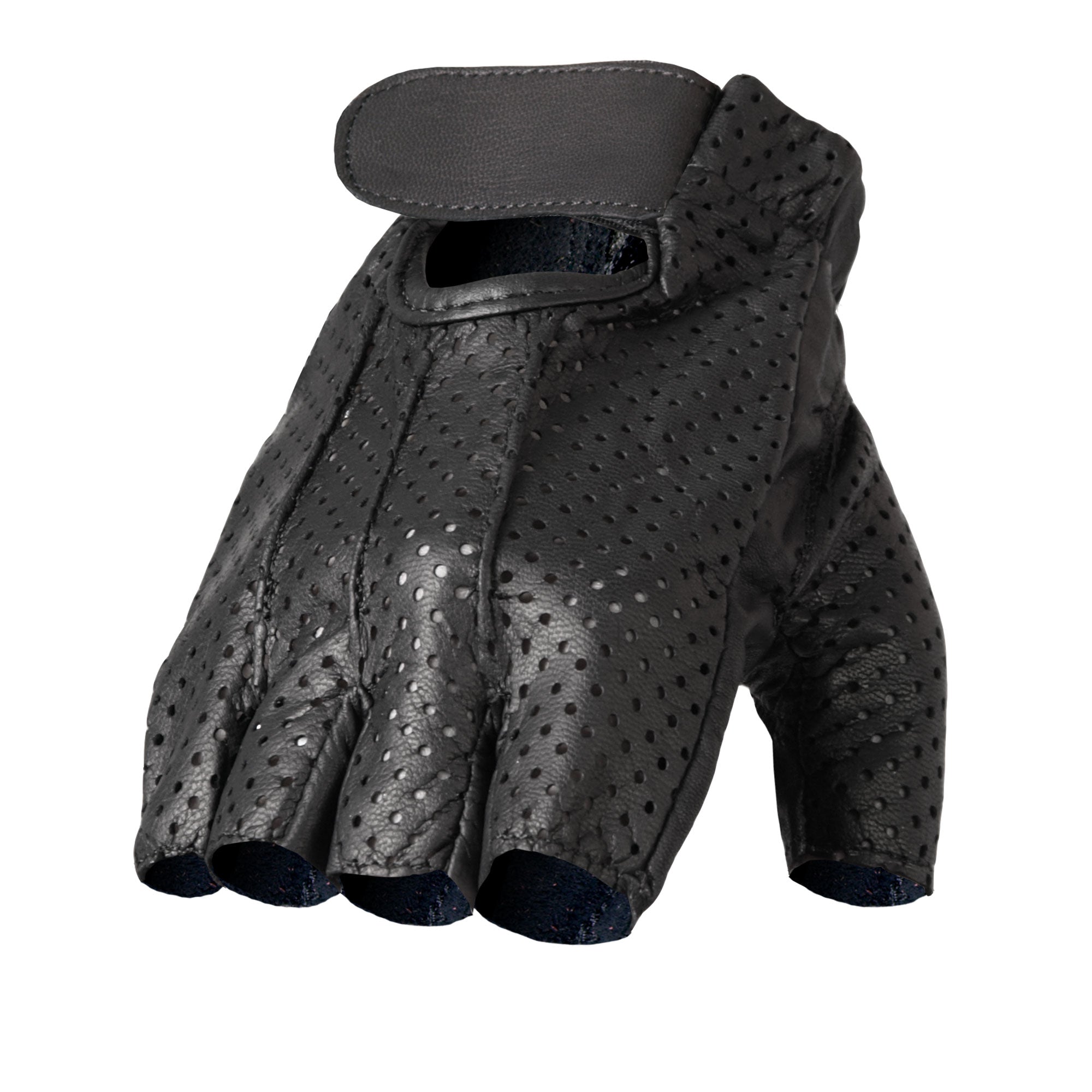 Hot Leathers GVM1016 Unlined Fingerless Vented Leather Gloves with Pad