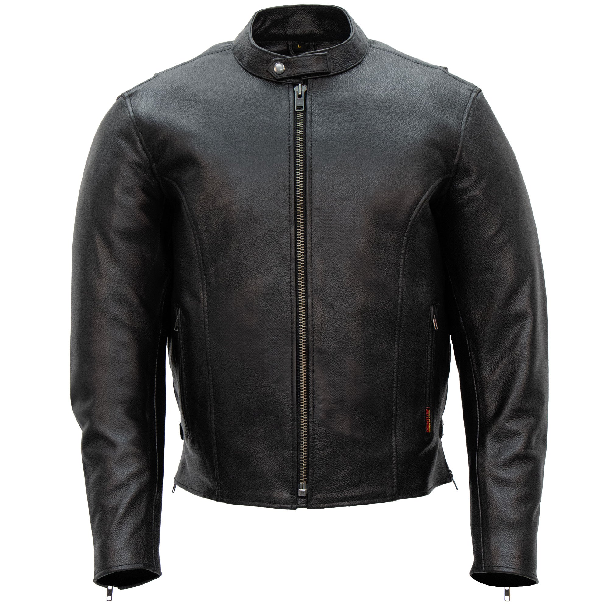 black leather backpack zippers moto JKM1027 Men’s Black ‘Carry and Conceal’ Leather Motorcycle Biker Jacket Black / XL