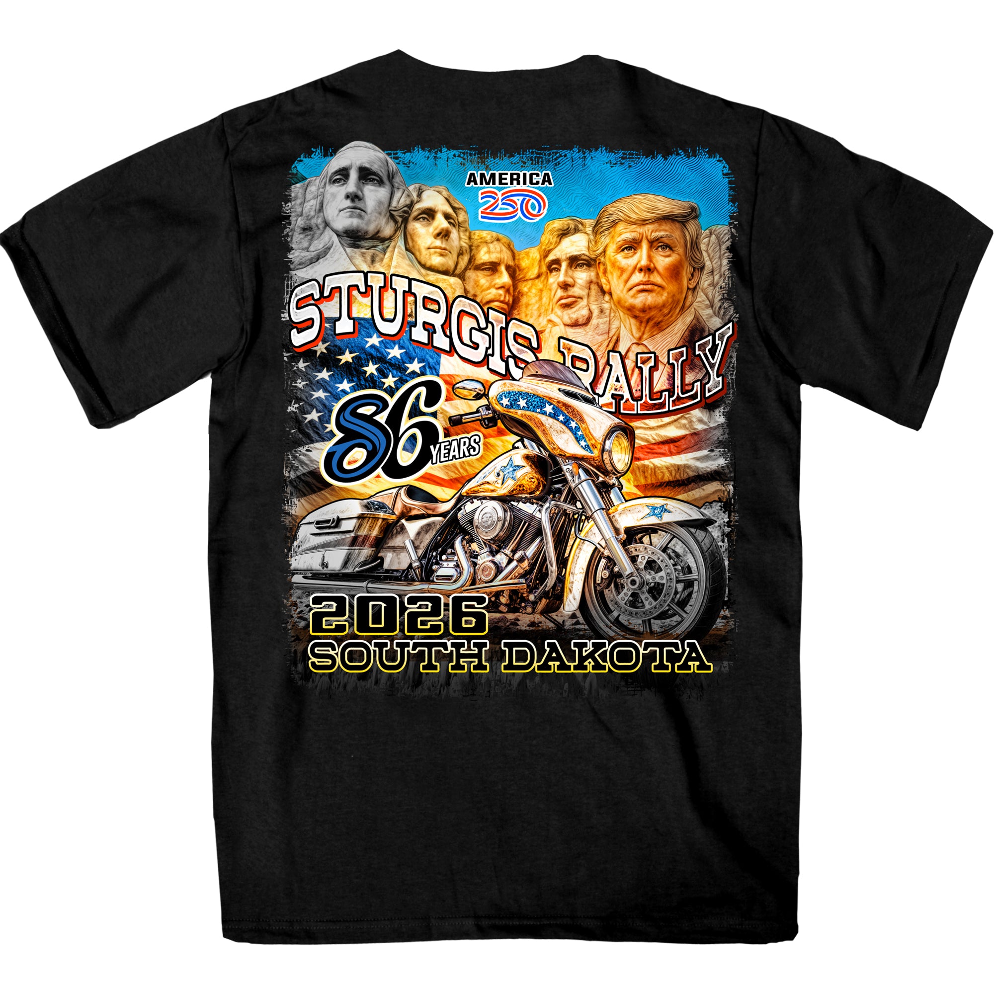 sturgis bike week ロンT 古着　バイク 2026 Sturgis Motorcycle Rally Trumpmore Mens Black T-Shirt SPB1261