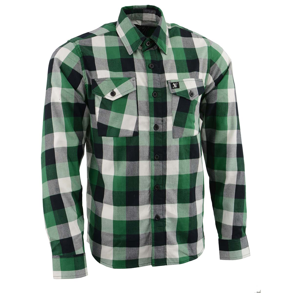Milwaukee Leather MNG11636 Men's Flannel Plaid Shirt Green and White Long Sleeve Cotton Button Down Shirt - Green / Medium Milwaukee Leather MNG11636 Men's Flannel Plaid Shirt Green and White Long Sleeve Cotton Button Down Shirt - Green / Medium