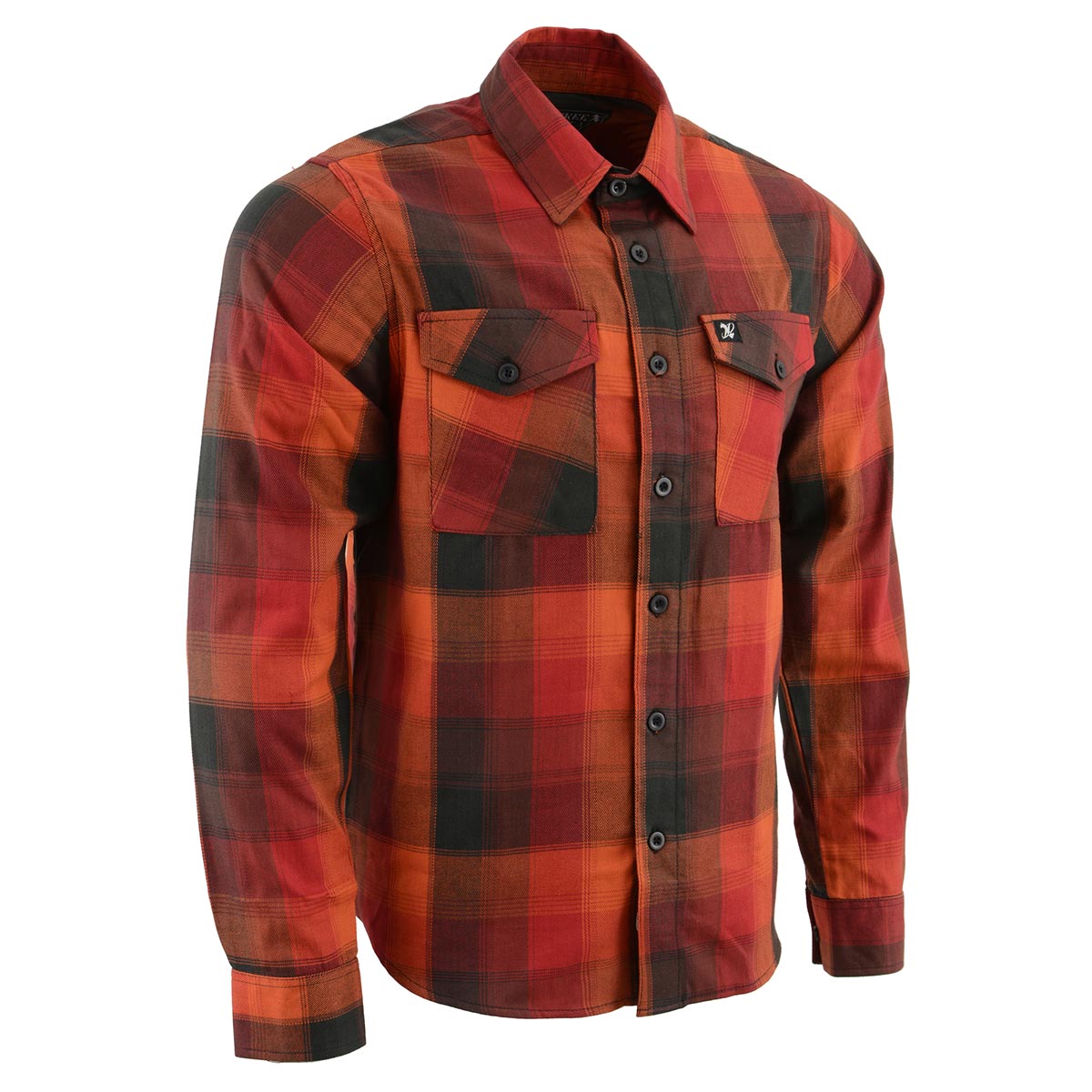 Milwaukee Leather MNG11641 Men's Flannel Plaid Shirt Orange with Red and Black Long Sleeve Cotton Button Down Shirt - Orange / Large Milwaukee Leather MNG11641 Men's Flannel Plaid Shirt Orange with Red and Black Long Sleeve Cotton Button Down Shirt - Orange / Large