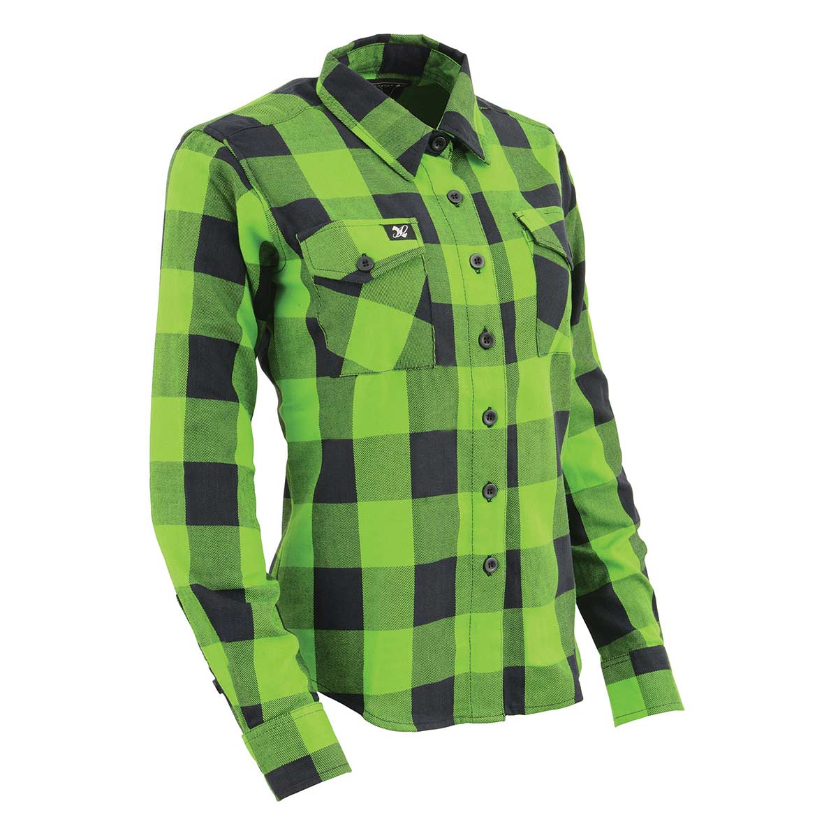 Milwaukee Leather MNG21606 Women's Lime Green and Black Long Sleeve Cotton Casual Flannel Shirt - Green / XX-Large Milwaukee Leather MNG21606 Women's Lime Green and Black Long Sleeve Cotton Casual Flannel Shirt - Green / XX-Large
