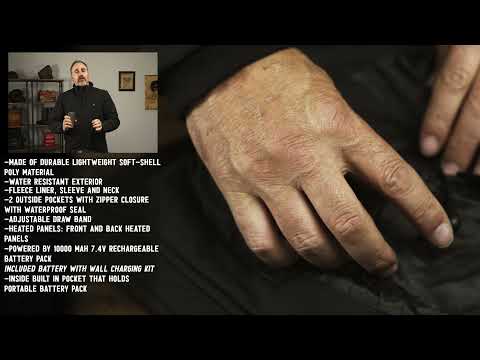 Nexgen Heat NXM1762SET Men’s Soft Shell Heated Jacket - Grey Standup Collar Jacket for Winter with Battery Pack