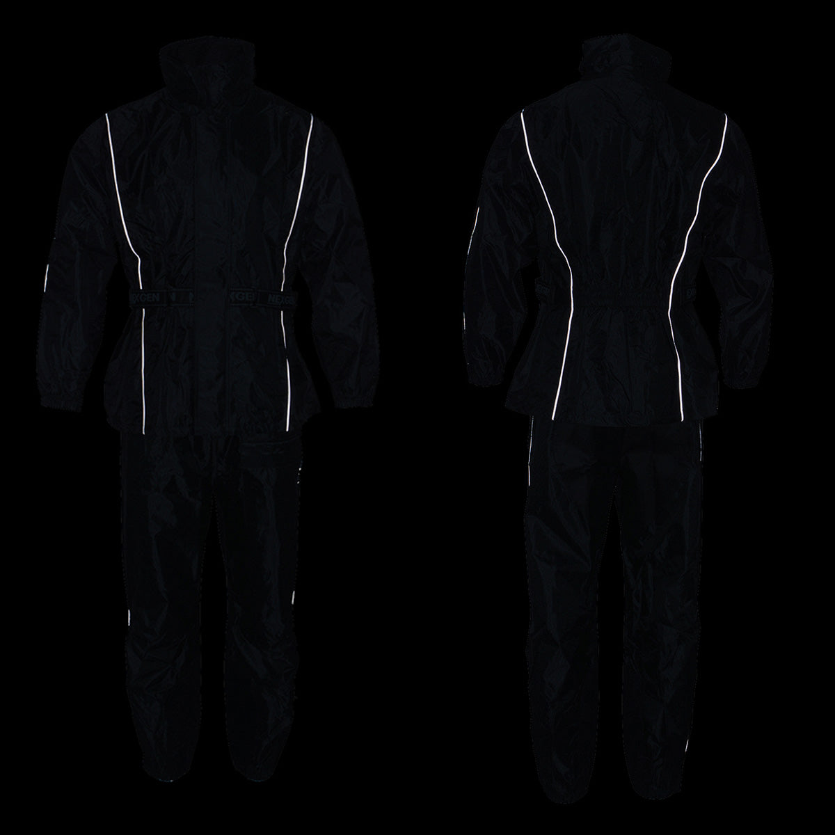 NexGen SH2225 Men's Black Waterproof Rain Suit with Reflective Piping