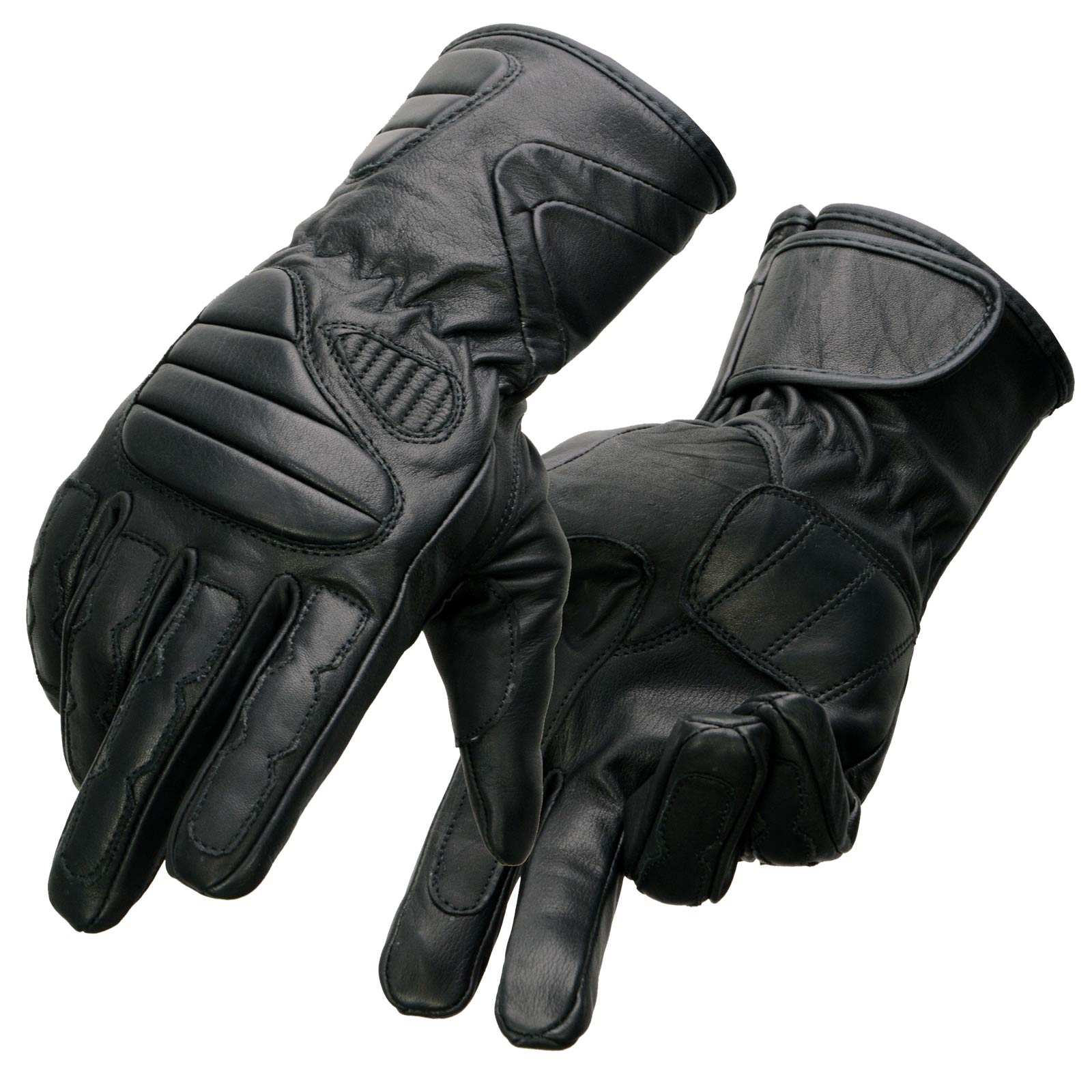 handschuhe biker Milwaukee Leather SH451 Men's Black Leather Gauntlet Racing Motorcycle Hand Gloves with Wrist and Knuckle Padding Protection