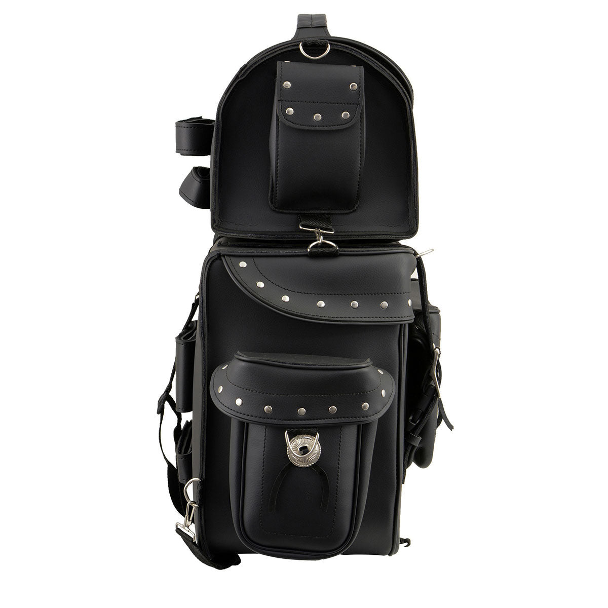 Milwaukee Leather SH660 Large Black  2-Piece PVC Motorcycle Touring Pack