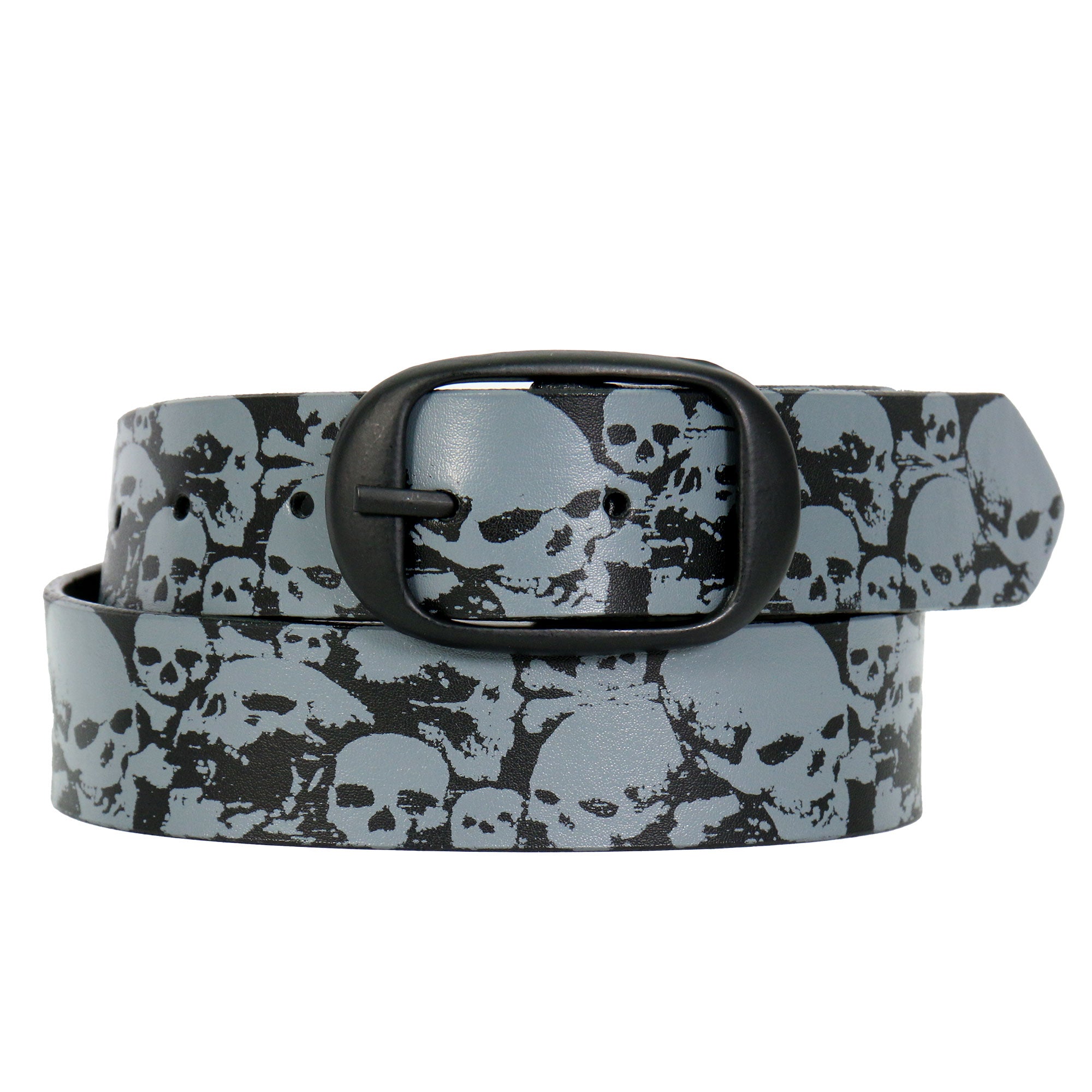 Hot Leathers Ancient Skulls Black and Gray Leather Belt - 44, Black Hot Leathers Ancient Skulls Black and Gray Leather Belt - 44, Black