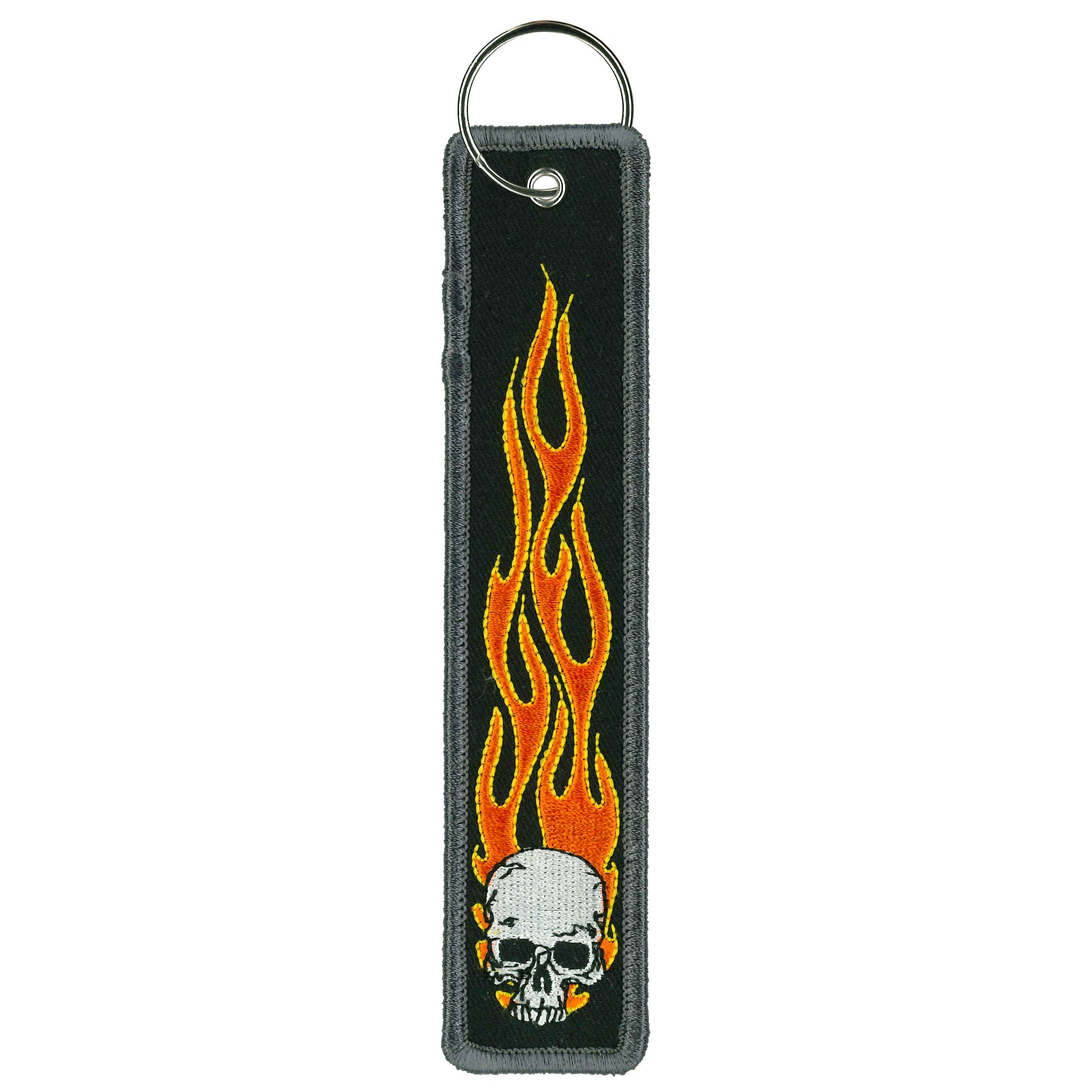 Hot Leathers Flame Skull Key Chain Fob