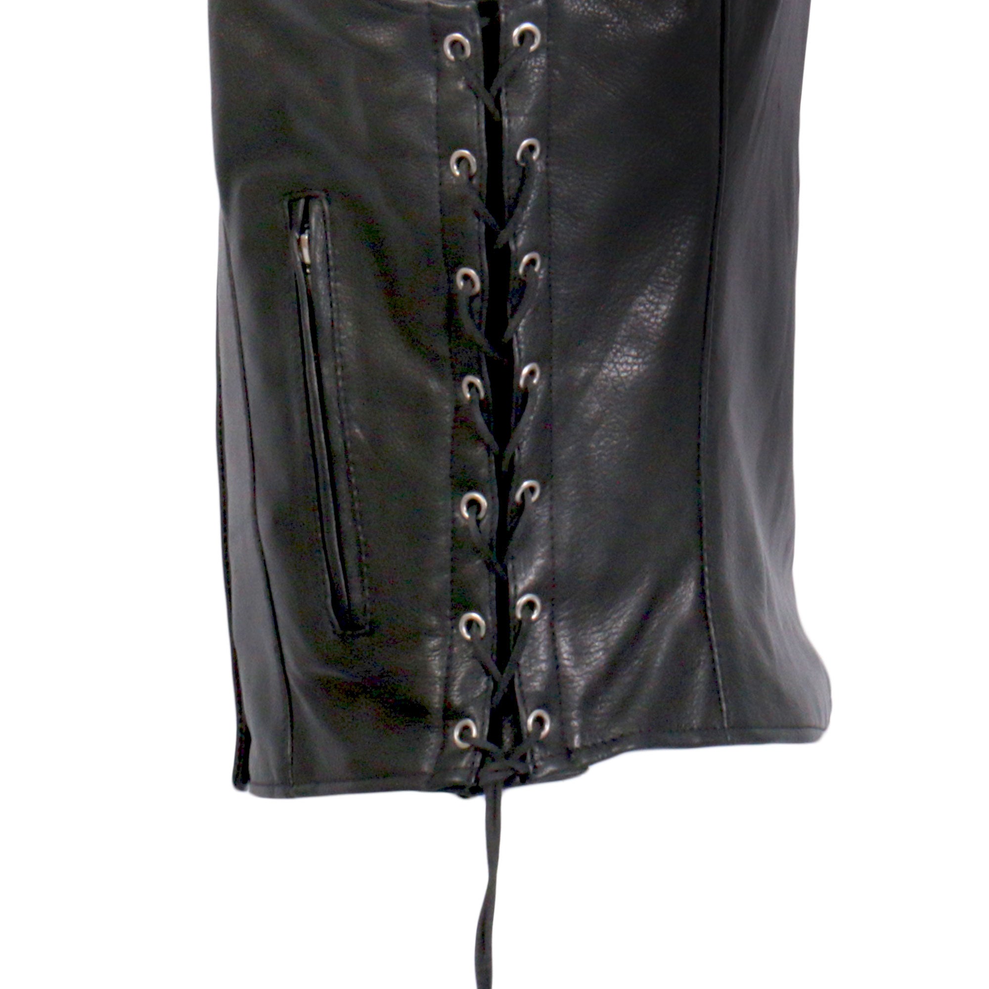 Hot Leathers VSL1017 Ladies 'Sugar Skull' Lined Black Leather Motorcycle Biker Vest