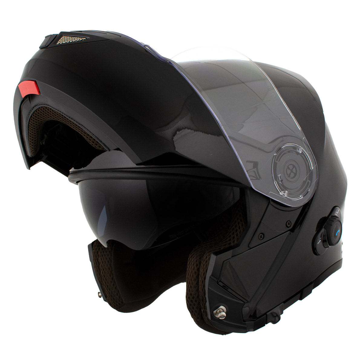 fully integrated bluetooth motorcycle helmet Milwaukee Helmets H7000 Glossy Black Mayday Modular Full Face Wireless – Hot Leathers