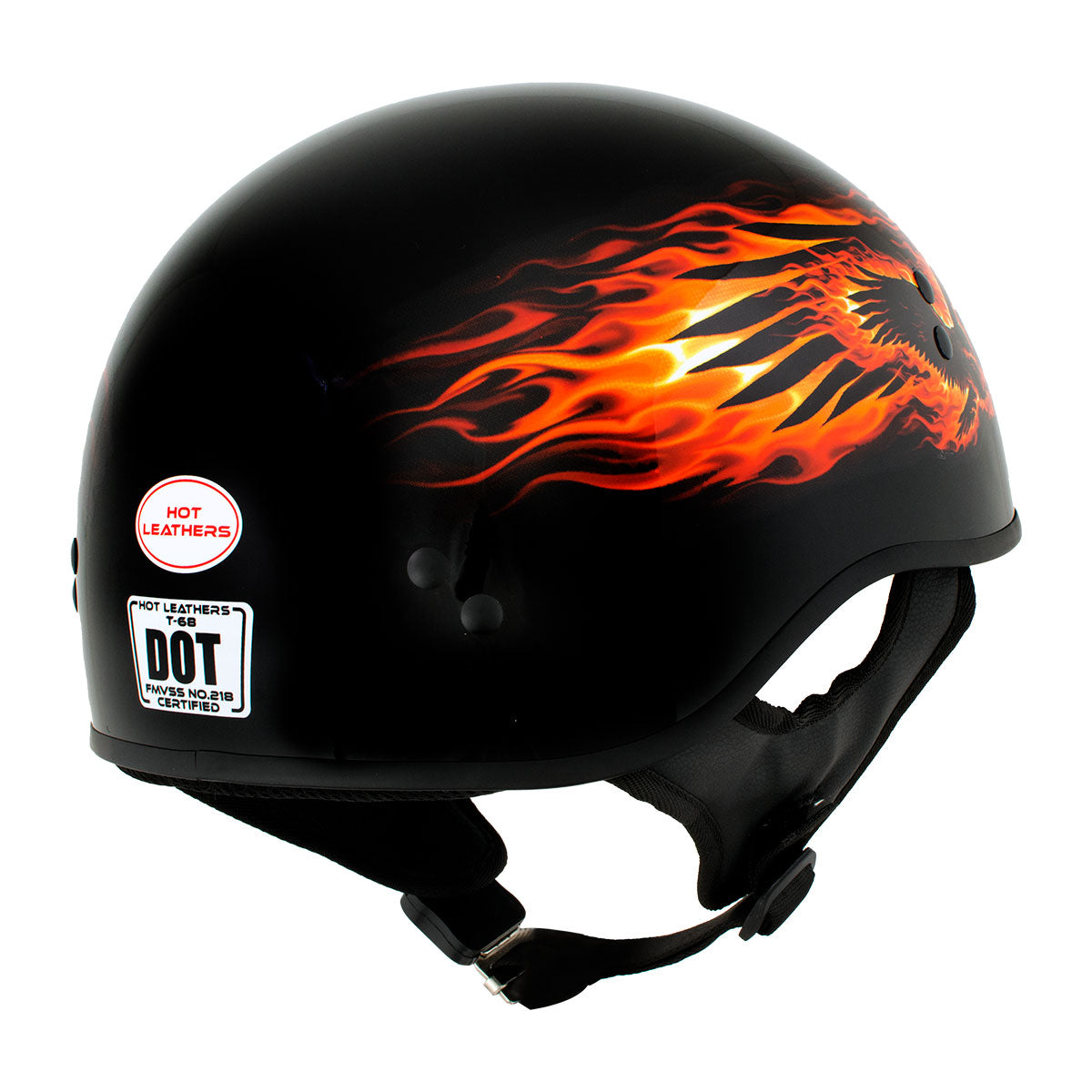 Hot Leathers HLD1006 'Black Out Eagle' Motorcycle DOT Skull Cap Helmet