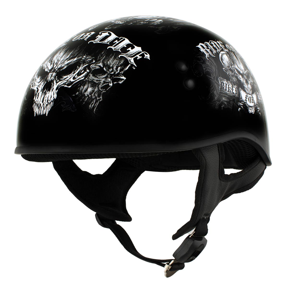 dot certified helmet motorcycle Hot Leathers HLD1016 'Ride or Die' Gloss Black Motorcycle DOT Skull Ca