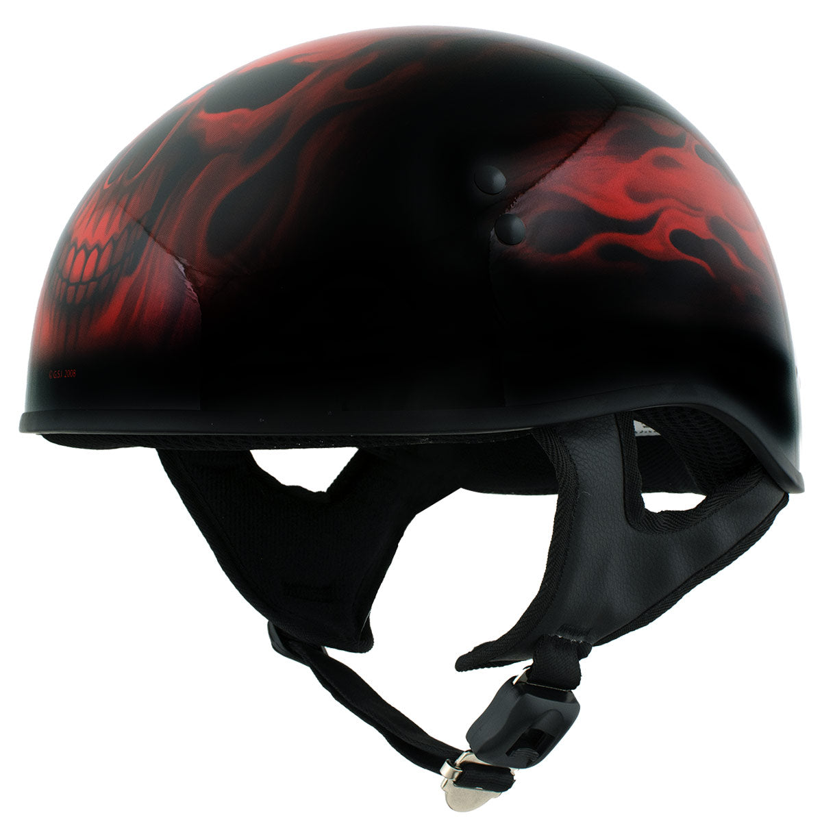 Hot Leathers HLD1018 Black 'Red Flame Skull' Motorcycle DOT Approved Skull Cap Half Helmet for Men and Women Biker - Medium Hot Leathers HLD1018 Black 'Red Flame Skull' Motorcycle DOT Approved Skull Cap Half Helmet for Men and Women Biker - Medium