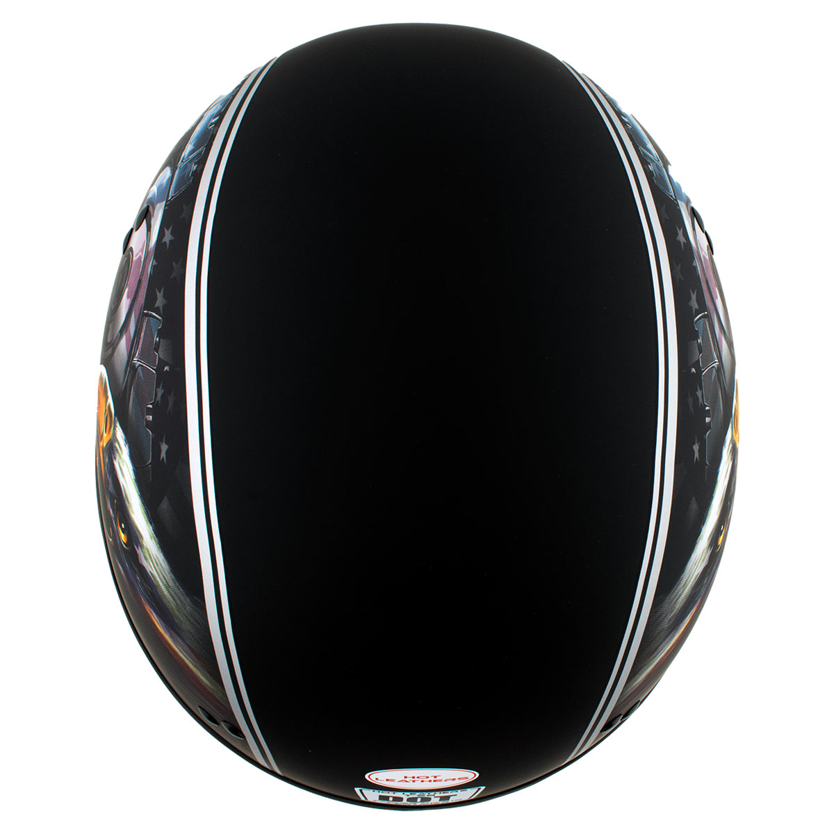 Hot Leathers HLD1023 'V-Twin Eagle' Flat Black Motorcycle DOT Skull Cap Helmet