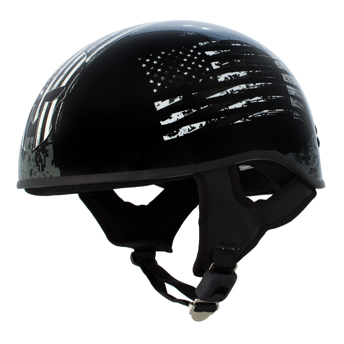 dot harley davidson motorcycle helmets for women Hot Leathers HLD1043 Gloss Black 'Black and White Warrior Bullet' Adva