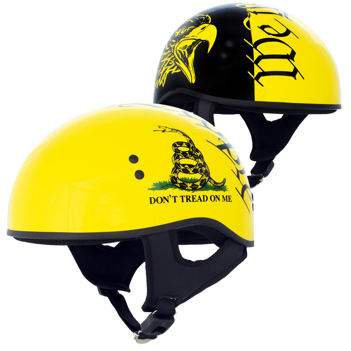bike helmet classic yellow Hot Leathers HLD1046 Gloss Black and Yellow 'We The People' Advanced D