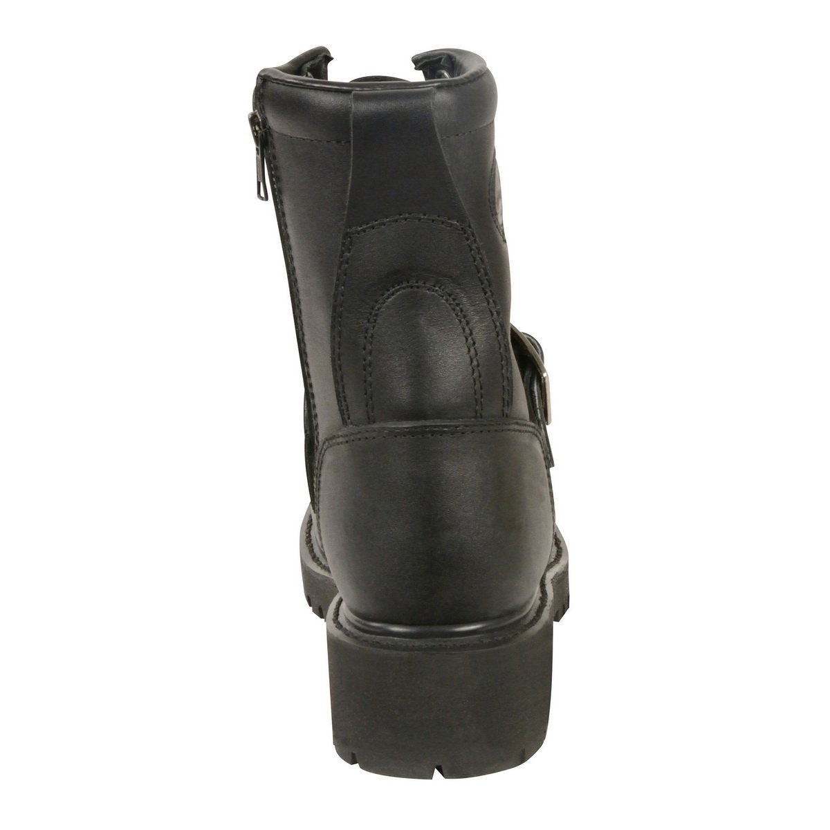Milwaukee Leather MBL201 Womens Black Leather Boots Lace-Up with Buckle and Inside Zipper - Milwaukee Leather Womens Boots