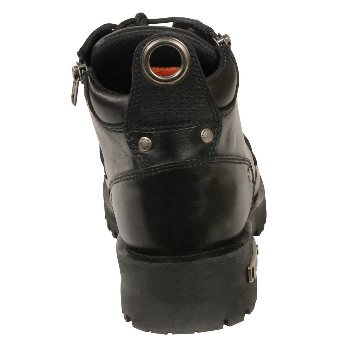 Milwaukee Leather MBL9335 Womens Black Low Cut Lace-Up Leather Riding Boots with Zippers - Milwaukee Leather Womens Boots