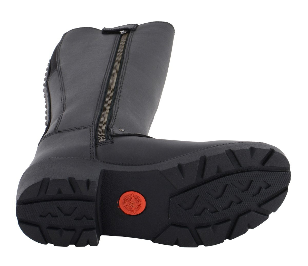 Milwaukee Leather MBL9395 Womens Black 17 Inch Side Strap Riding Boot with Side Zipper Entry - Milwaukee Leather Womens Boots