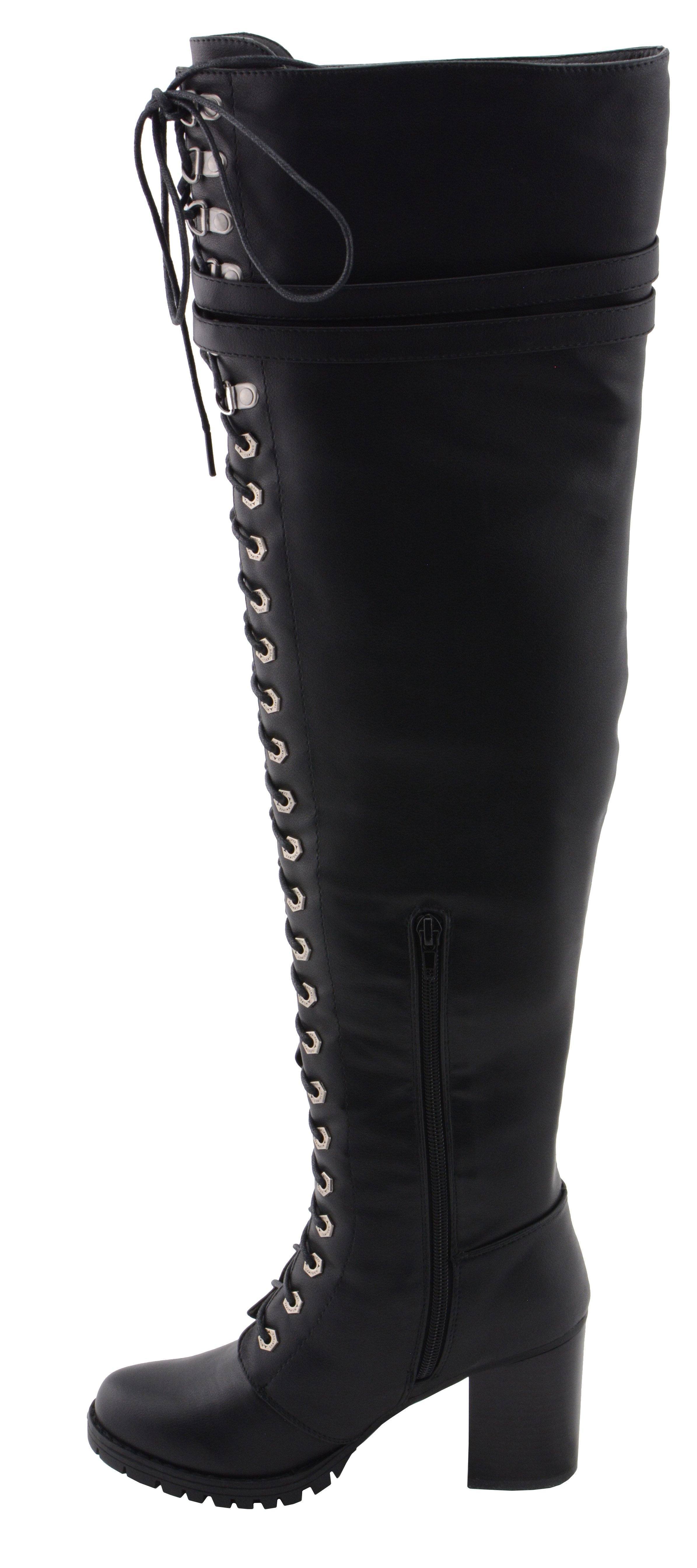 Milwaukee Performance MBL9424 Women's Black Above the Knee Boots with Lace-Up Closure