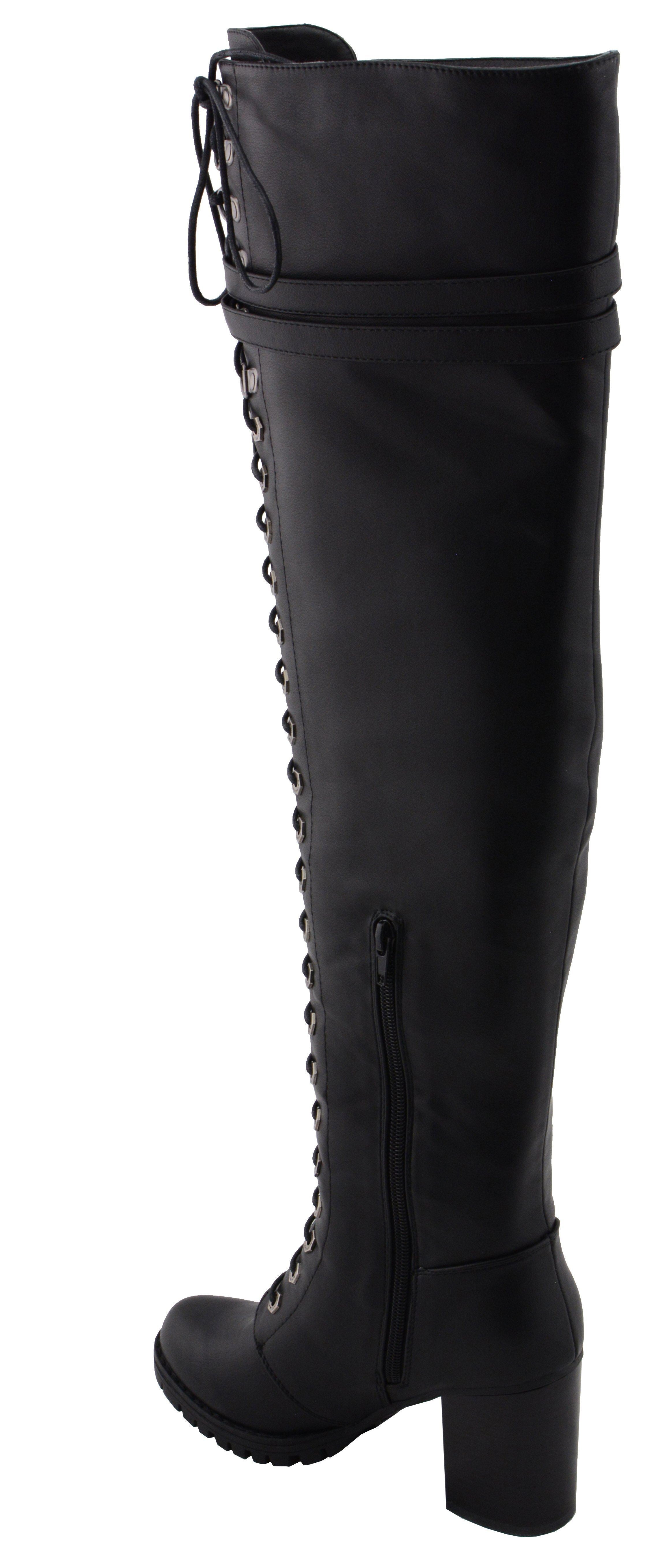 Milwaukee Performance MBL9424 Women's Black Above the Knee Boots with Lace-Up Closure