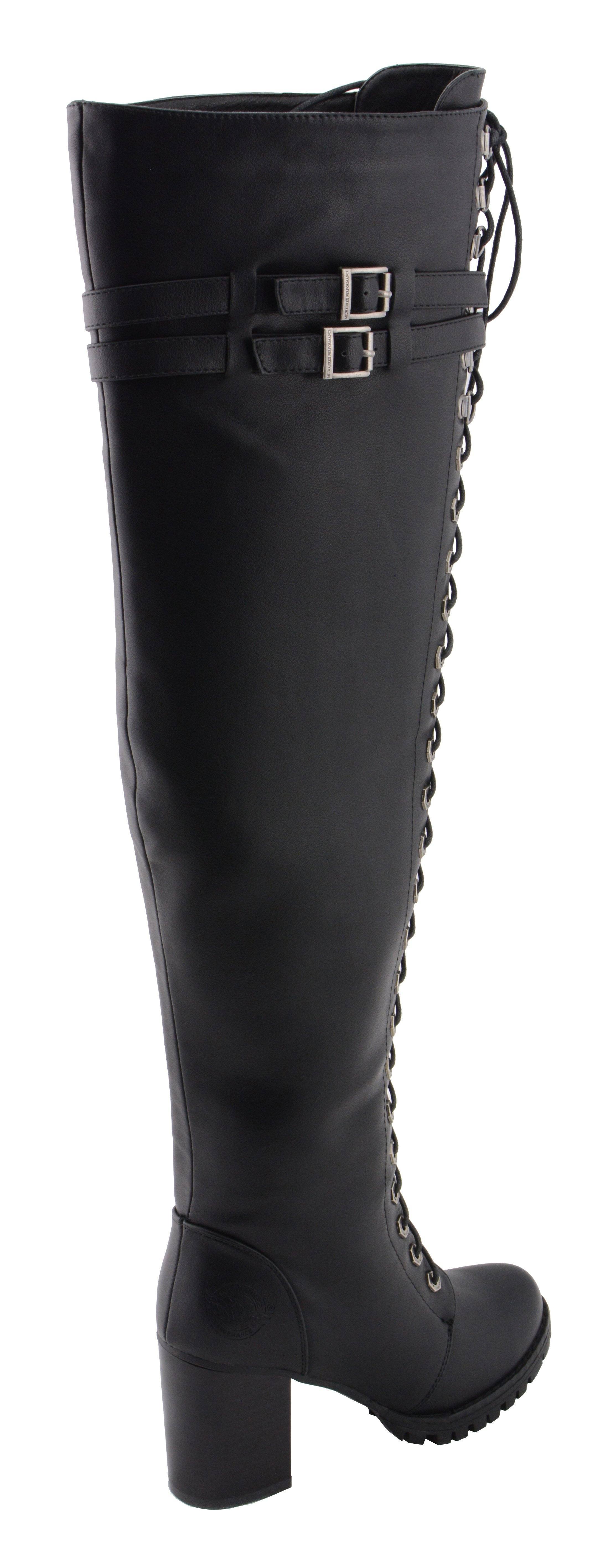 Milwaukee Performance MBL9424 Women's Black Above the Knee Boots with Lace-Up Closure