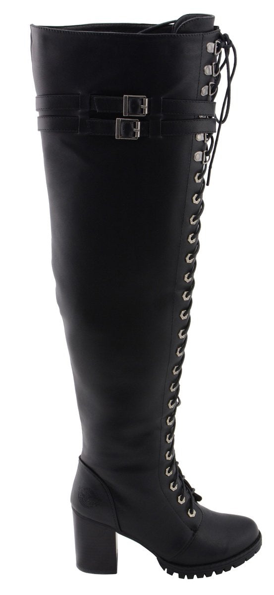 Milwaukee Performance MBL9424 Women's Black Above the Knee Boots with Lace-Up Closure