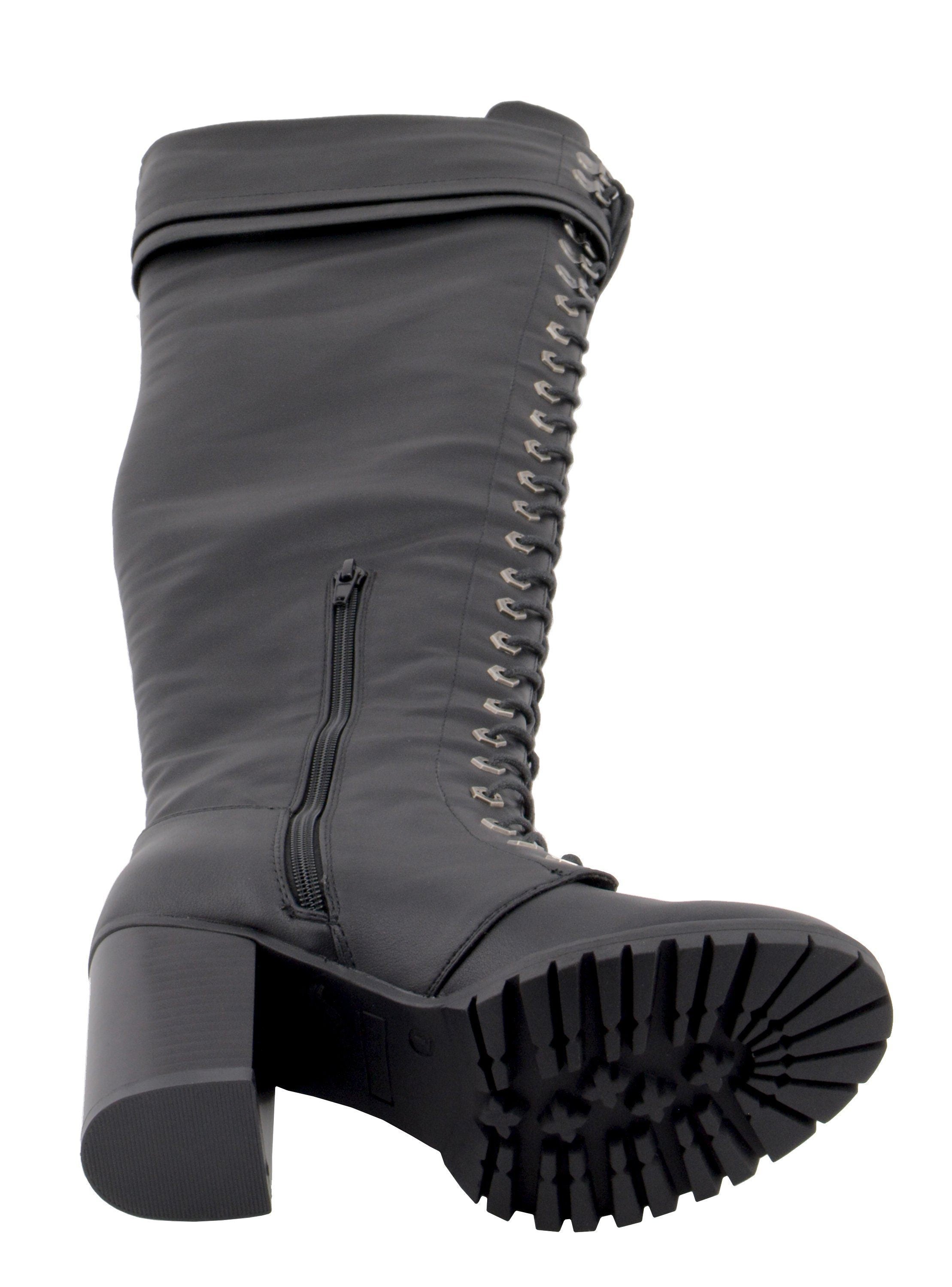 Milwaukee Performance MBL9424 Women's Black Above the Knee Boots with Lace-Up Closure