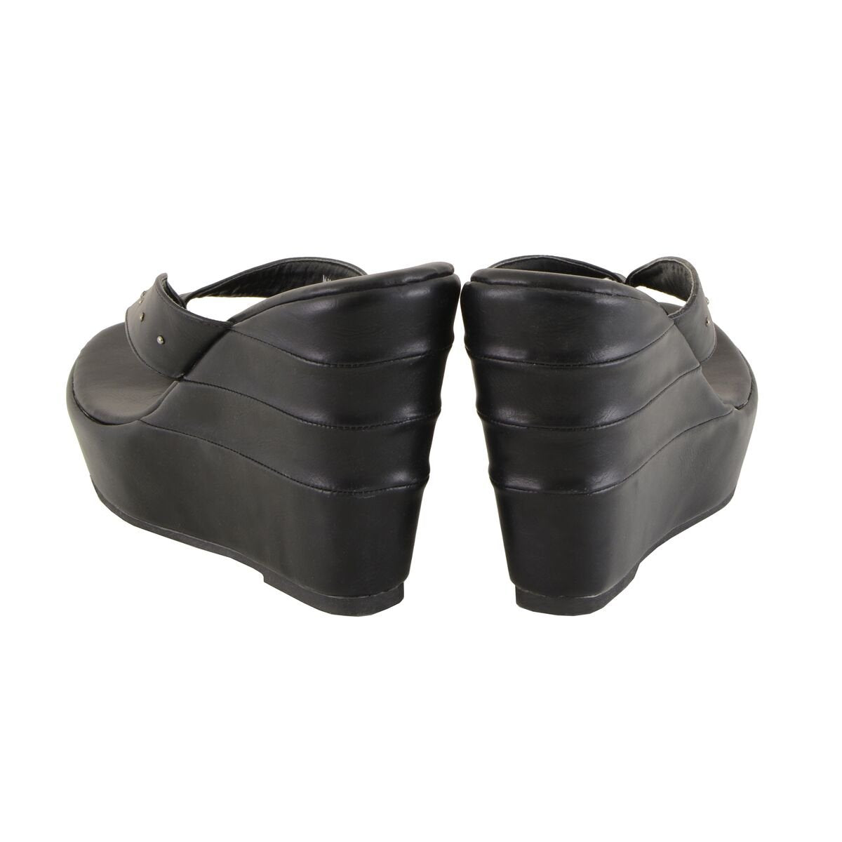 Milwaukee Performance MBL9460 Women's Black Wedge Sandals with Studed Straps