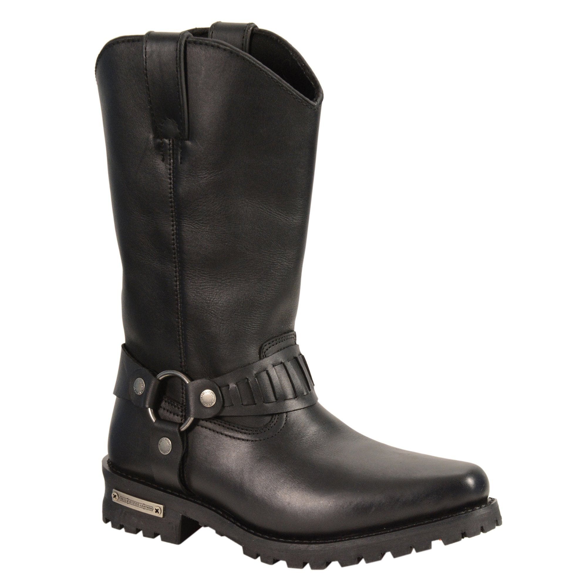 Milwaukee Leather MBM9015 Mens Black 11 Inch Western Style Harness Boots - Milwaukee Leather Mens Boots