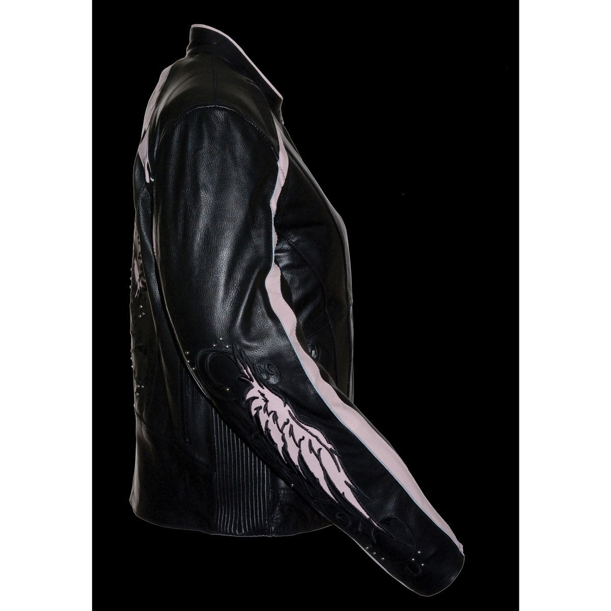 Milwaukee Leather ML1952 Women's Black and Pink Embroidered and Stud Design Jacket with Gun Pockets - Milwaukee Leather Womens Leather Jackets