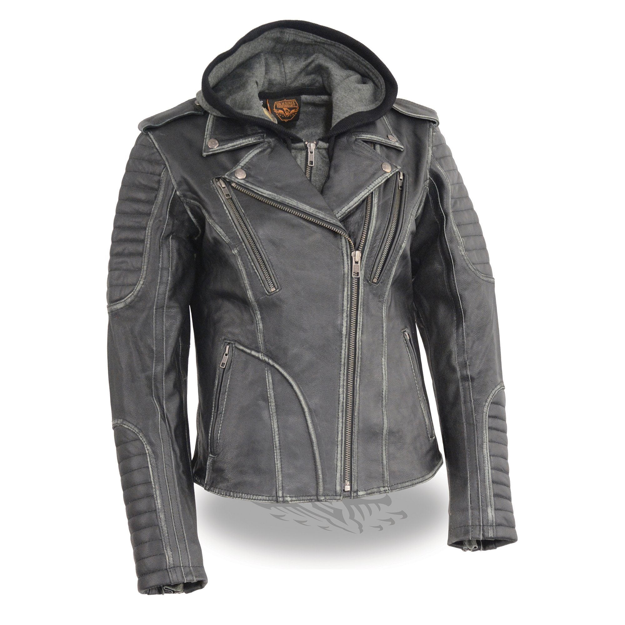 Milwaukee Leather MLL2516 Black Leather Rub-Off Leather Jacket