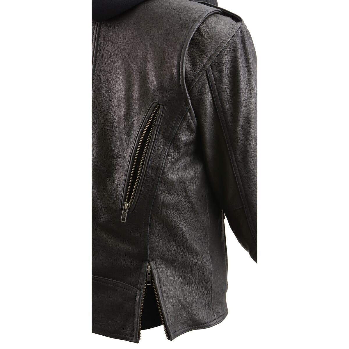 Milwaukee Leather MLL2575 Womenâs Black Vented MC Jacket with Removable Hoodie - Milwaukee Leather Womens Jackets
