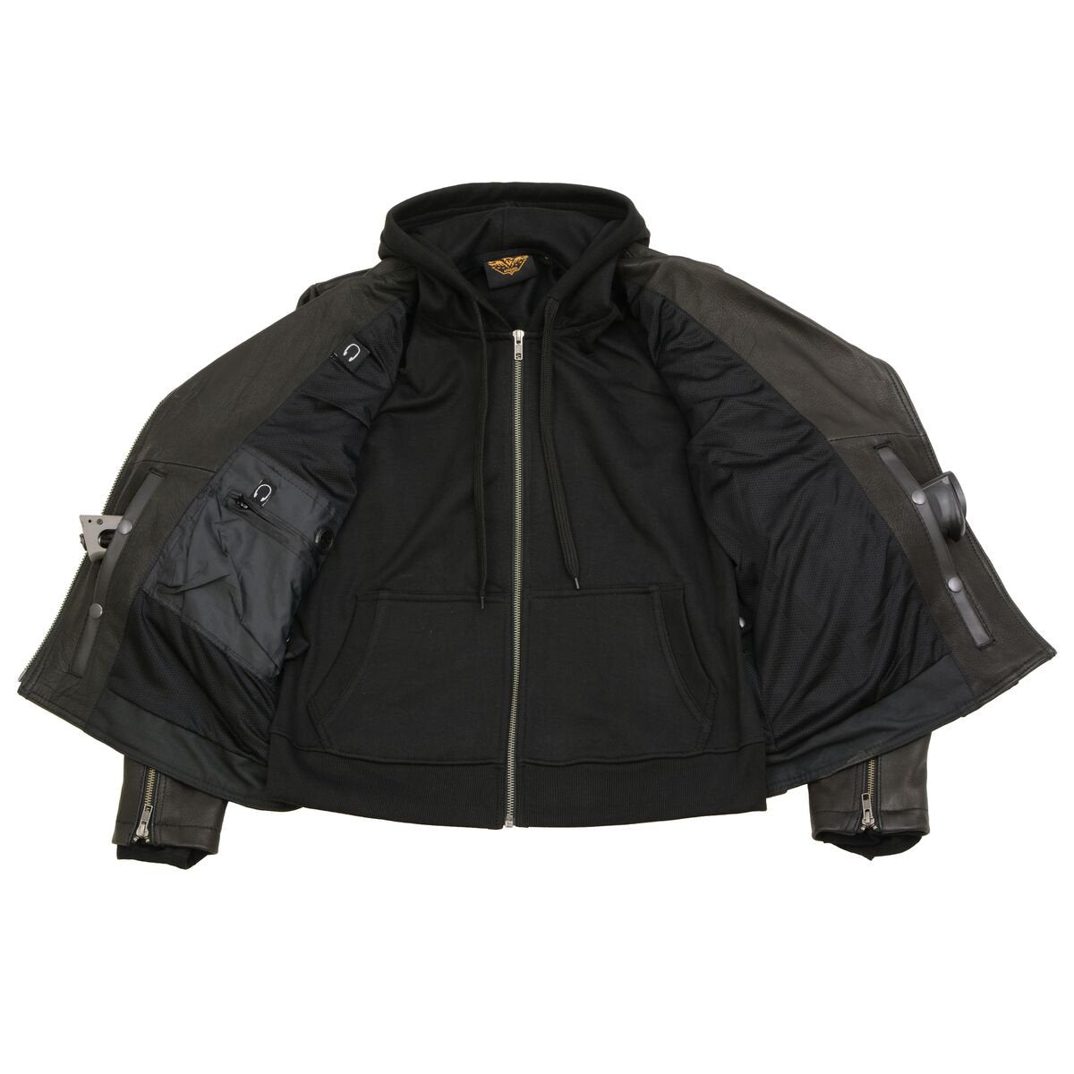 Milwaukee Leather MLL2575 Womenâs Black Vented MC Jacket with Removable Hoodie - Milwaukee Leather Womens Jackets