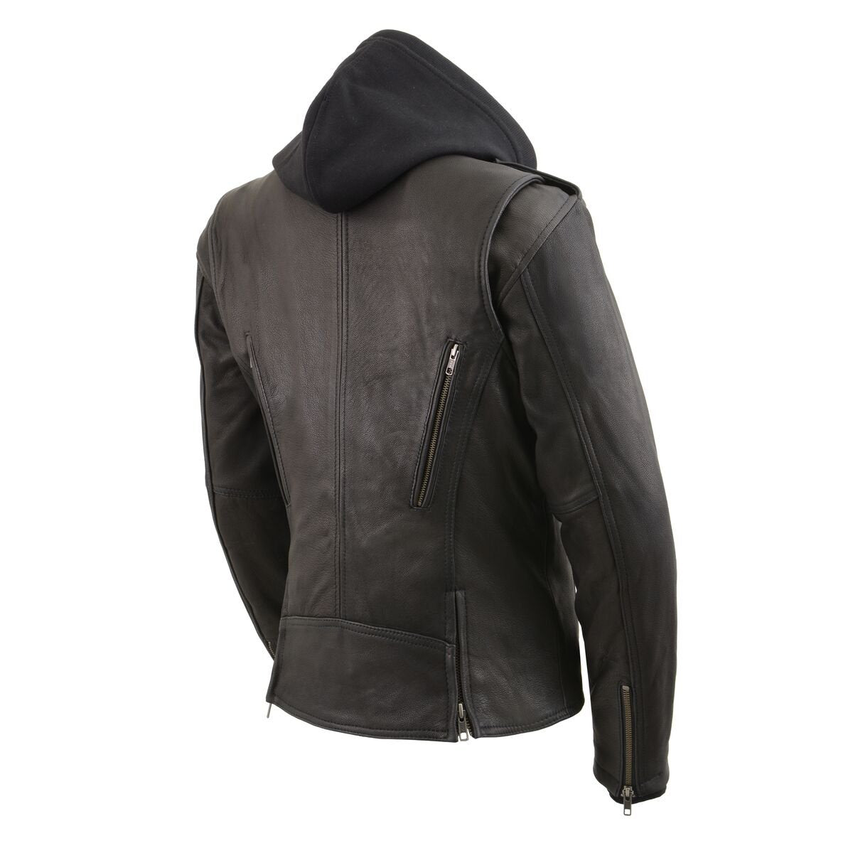 Milwaukee Leather MLL2575 Womenâs Black Vented MC Jacket with Removable Hoodie - Milwaukee Leather Womens Jackets