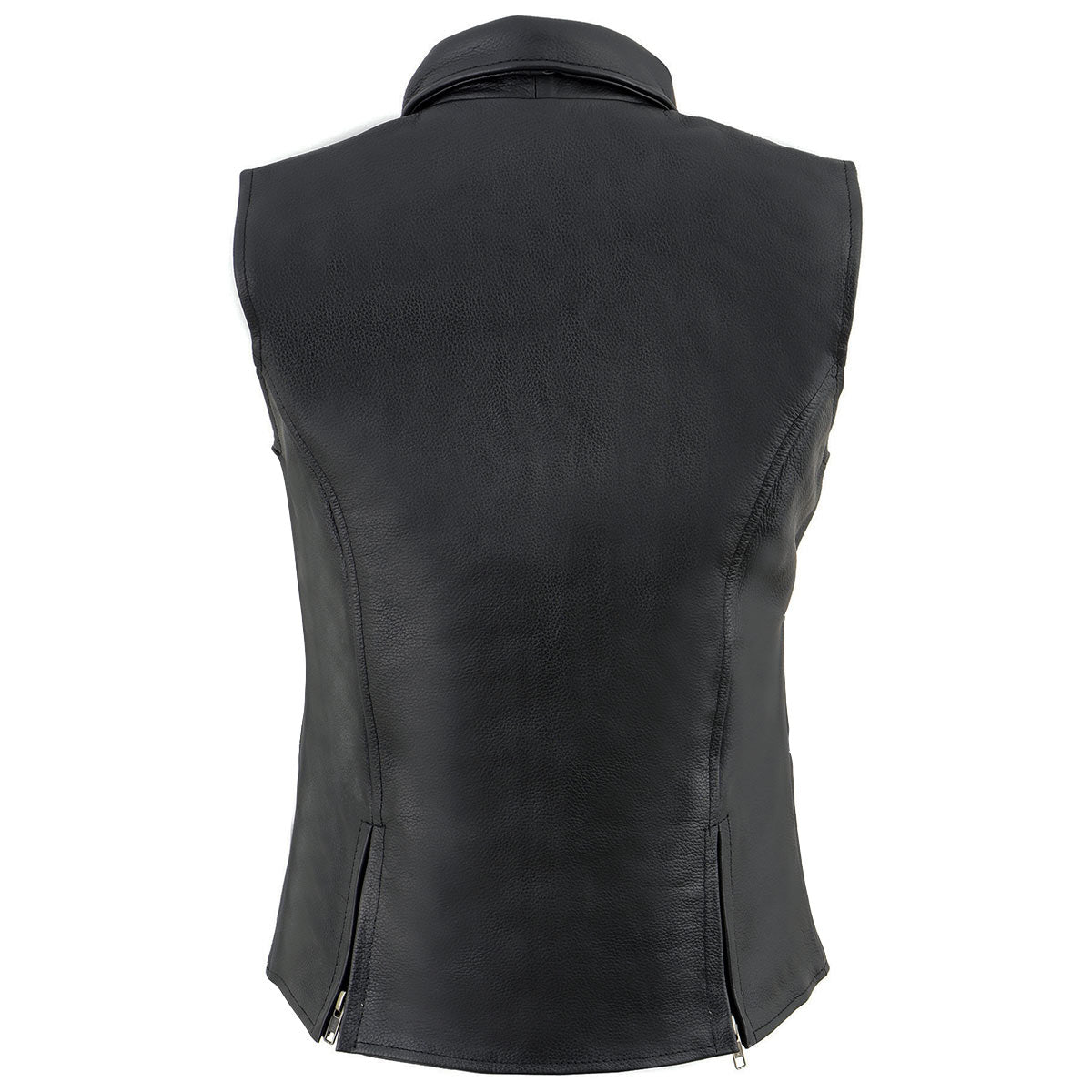 Milwaukee Leather MLL4520 Womenโs Black Shirt Collar Motorcycle Rider Vest w/ 4 Front Lower Pockets