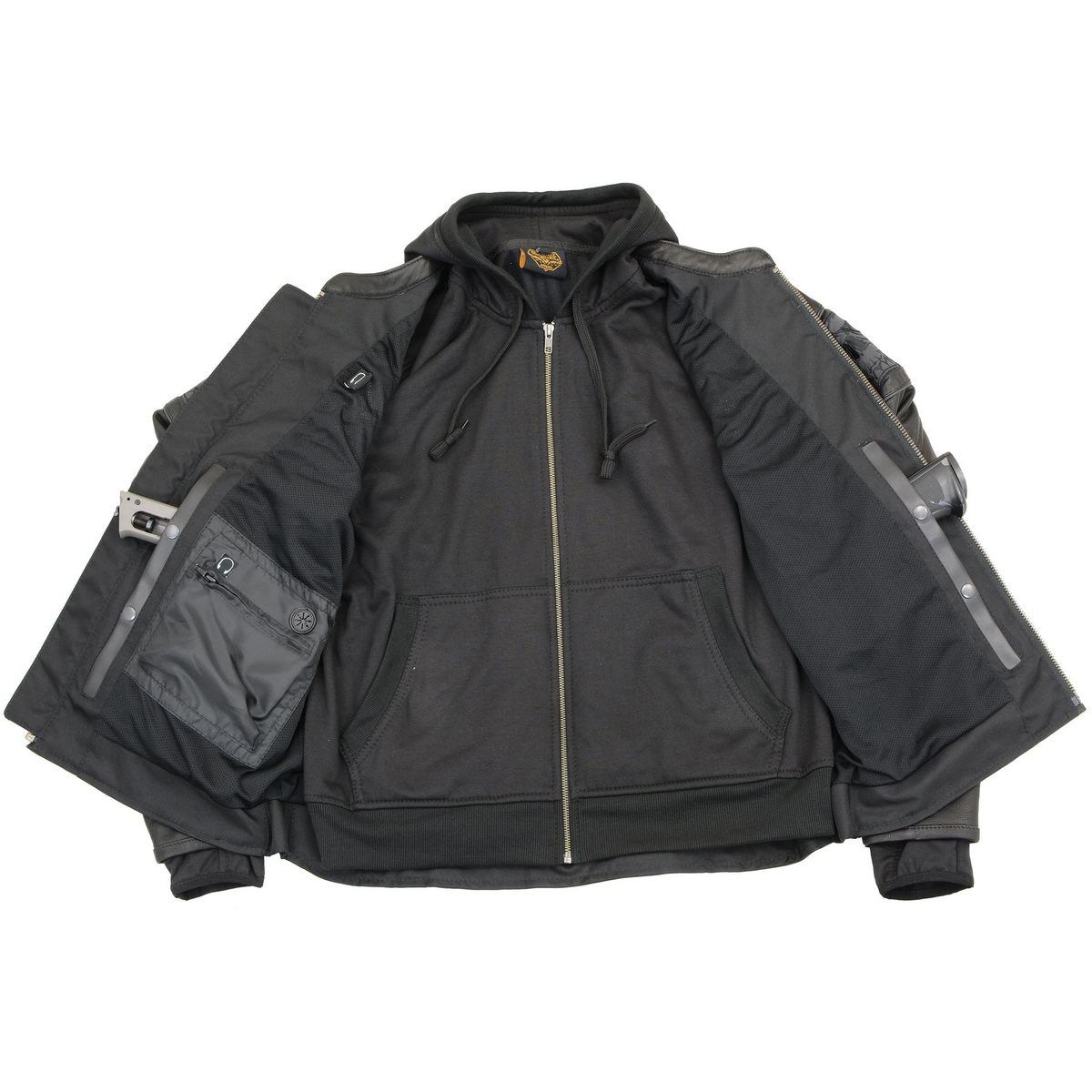 Milwaukee Leather MLM1563 Men's âCross Overâ Black Leather Jacket with Reflective Skulls