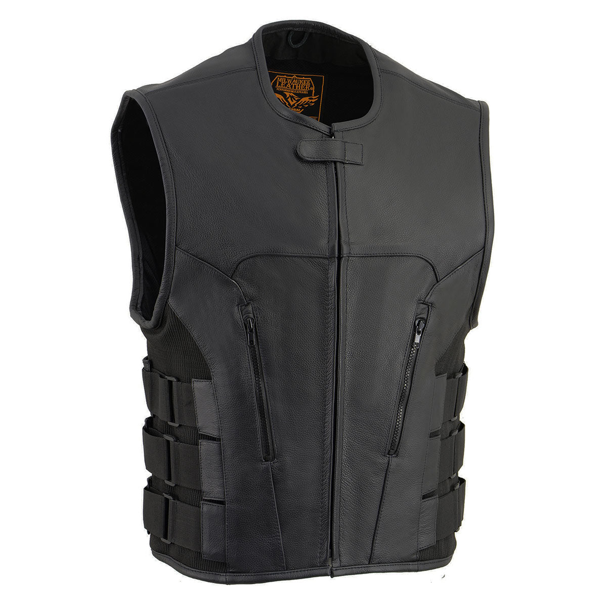 Milwaukee Leather MLM3500 Men's Swat Style Rider Leather Vest w/ Single Panel Back for Club Patches