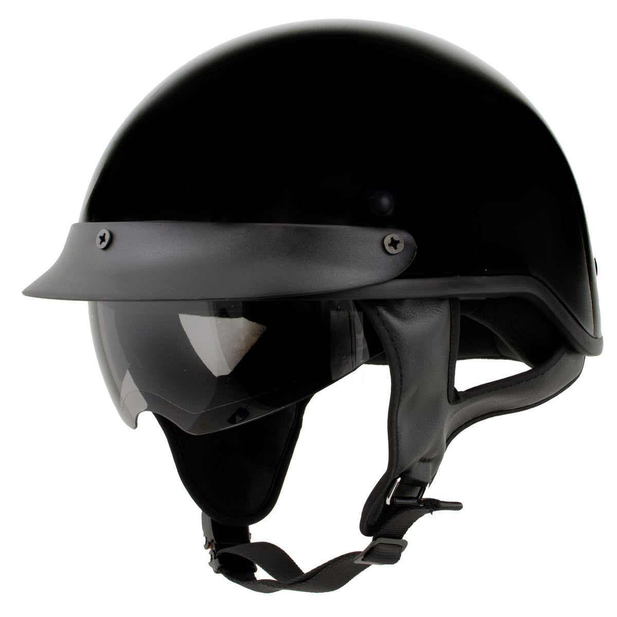 bike helmet tinted visor Milwaukee Helmets MPH9719DOT Momentum DOT Black Half Face Motorcycle B – Hot Leathers
