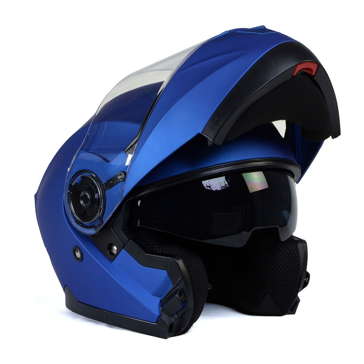 full face motorcycle helmets made in usa Milwaukee Helmets MPH9818DOT Breeze Blue Advanced Motorcycle Modular Helmet Biker w/ Drop Down Visor