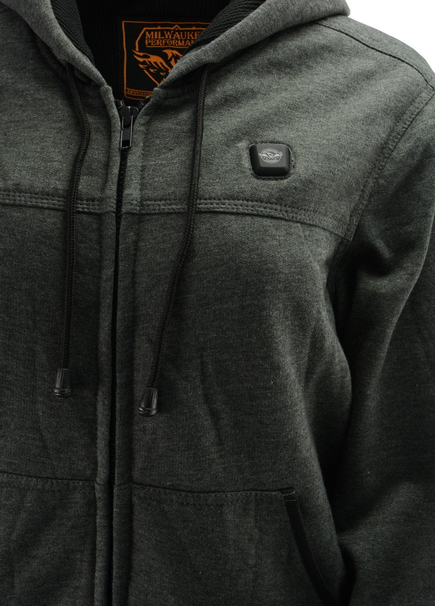 Milwaukee Leather MPL2713SET Women's Grey 'Heated' Zipper Front Hoodie (Battery Pack Included) - Milwaukee Leather Womens Heated Hoodies