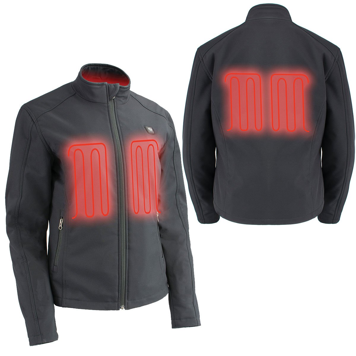 Milwaukee Leather MPL2760SET Women's Black Soft Shell Jacket with Heating Element and Included Battery Pack