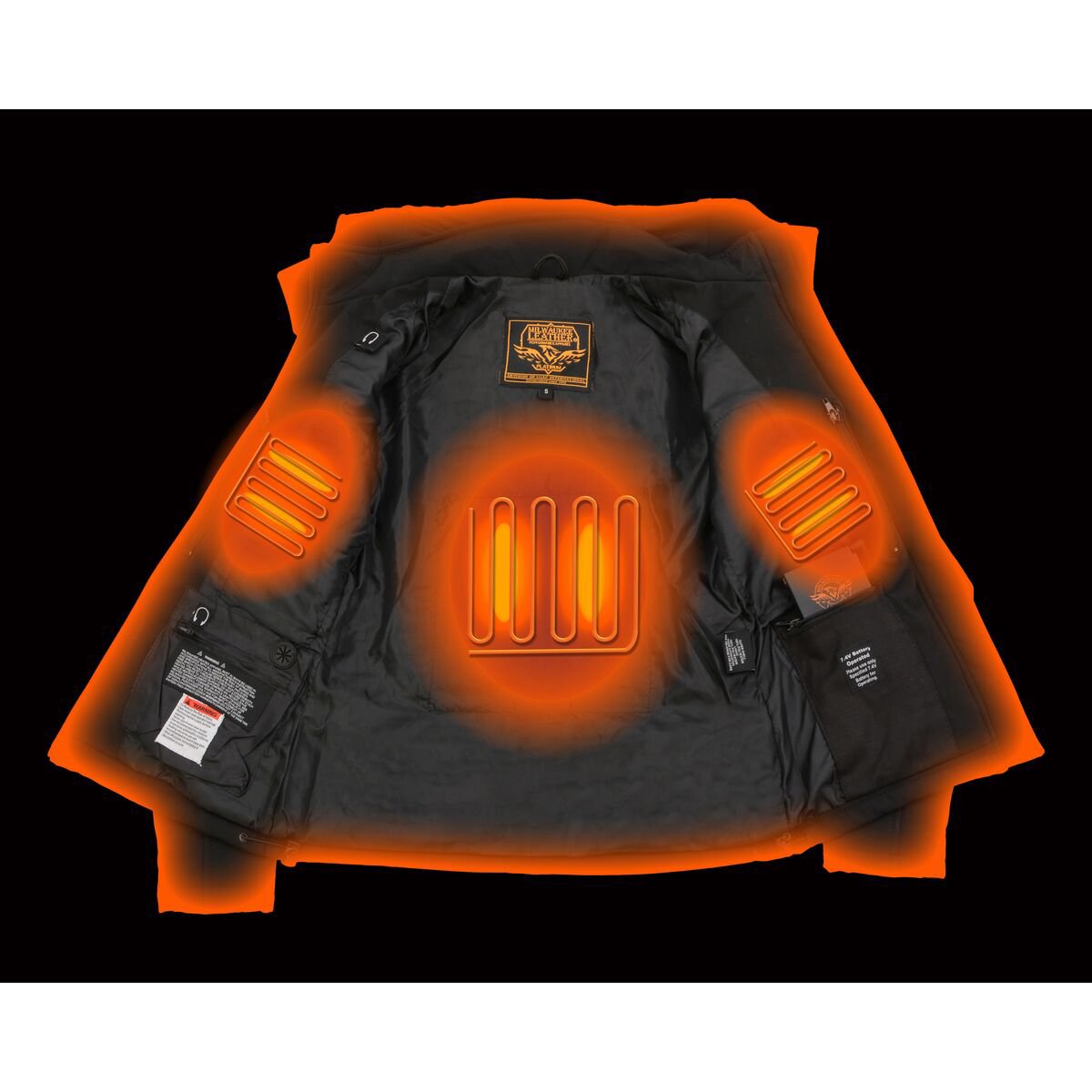 Milwaukee Leather MPL2767SET Women's Black 'Heated' Soft Shell Hooded Jacket (Battery Pack Included)