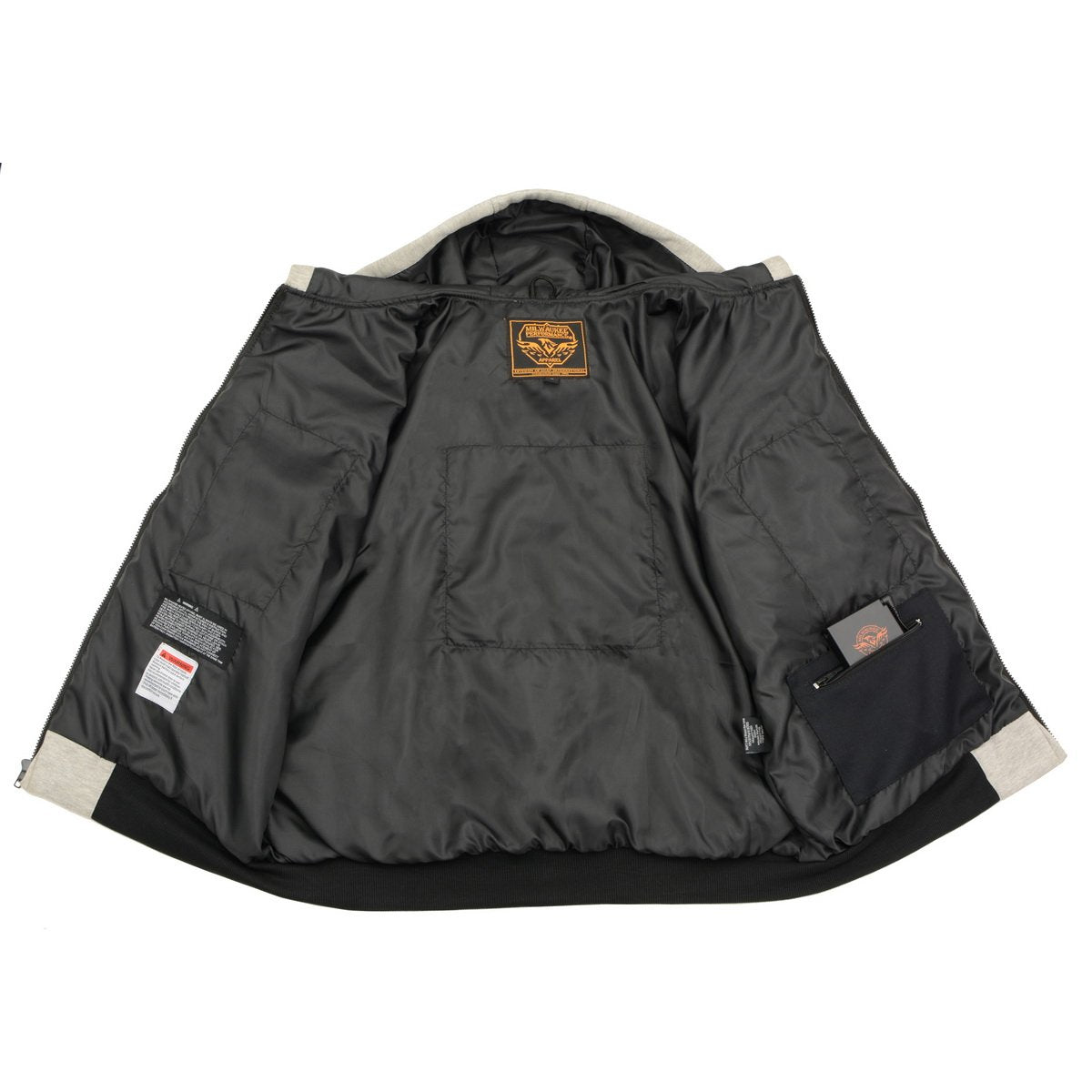 Milwaukee Leather MPM1714SET Men's Silver 'Heated' Zipper Front Hoodie (Battery Pack Included)