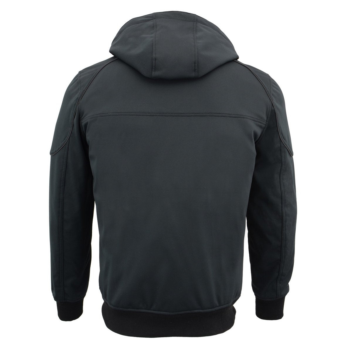 Milwaukee Leather MPM1761SET Men's Black 'Heated' Soft Shell Racing Style Jacket with Hoodie (Battery Pack Included)