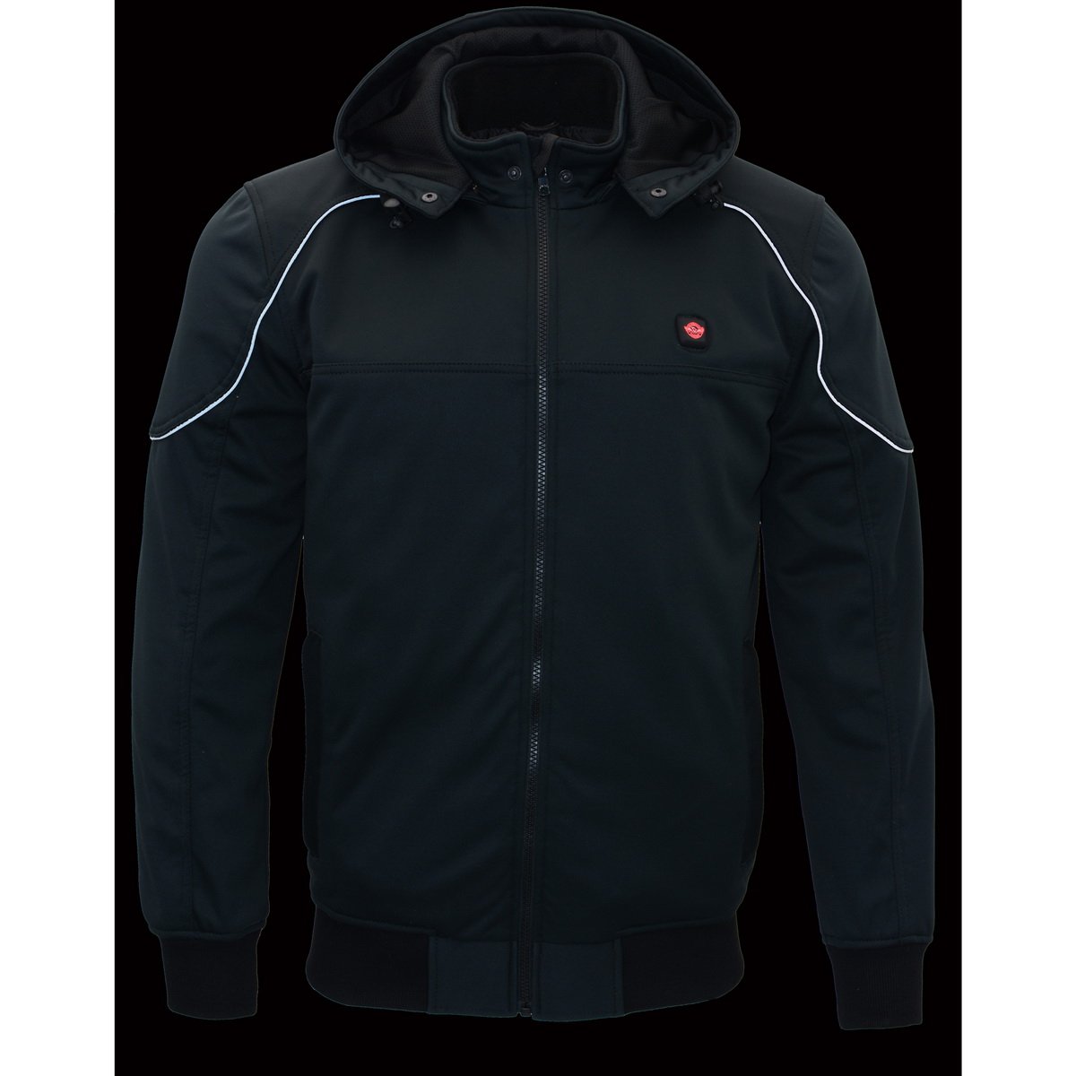 Milwaukee Leather MPM1761SET Men's Black 'Heated' Soft Shell Racing Style Jacket with Hoodie (Battery Pack Included)